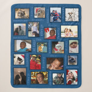 Couverture Sherpa Souvenirs Classic Blue 20 Photo personnalisée