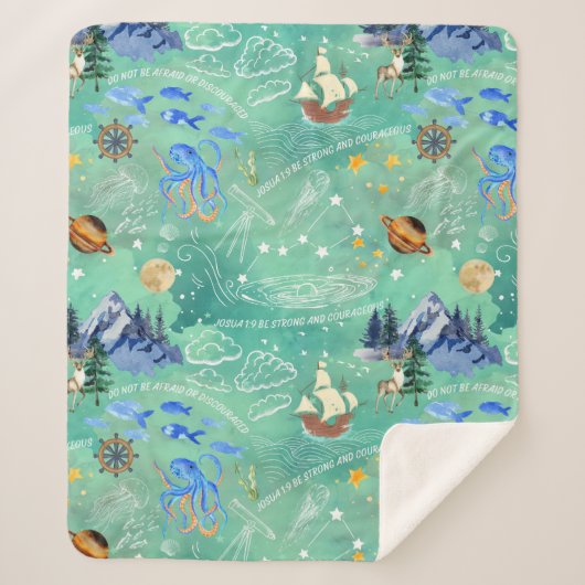 Couverture Sherpa Soyez fort et courageux - Imprimer Motif sans fail (Devant)