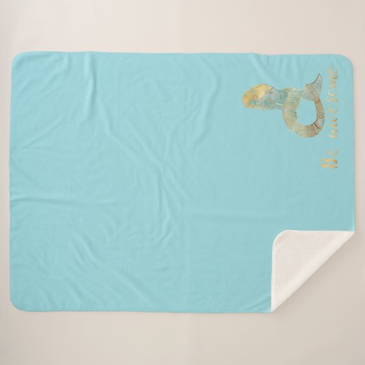 Couverture Sherpa Soyez génial Gold Aqua Sparkle Mermaid (Devant (Horizontal))
