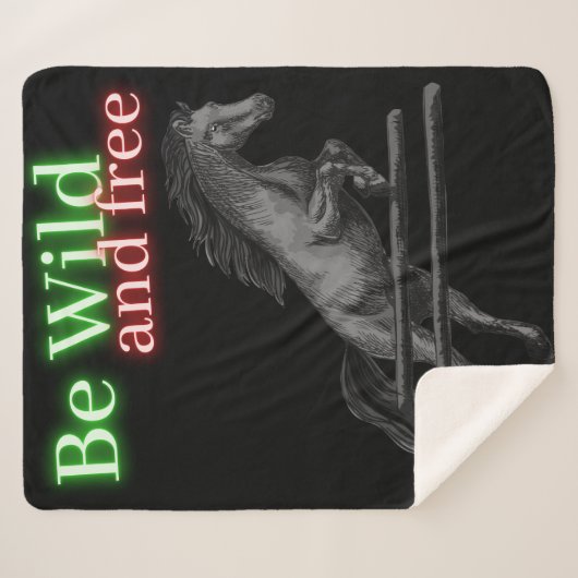 Couverture Sherpa Soyez sauvage et saut à cheval libre (Devant (Horizontal))