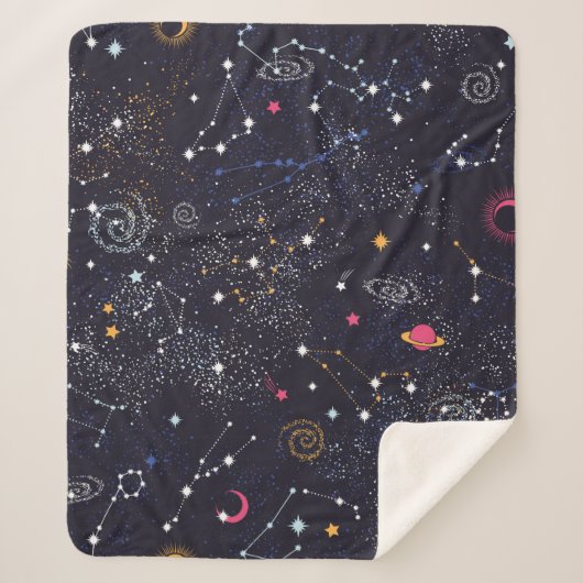 Couverture Sherpa Space Galaxy constellation sans couture motif (Devant)