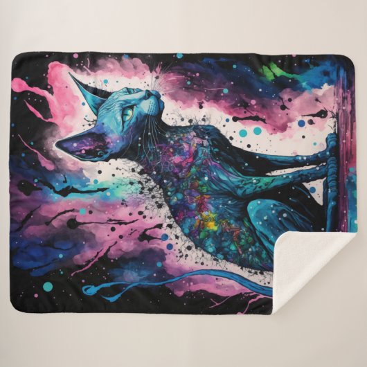 Couverture Sherpa Sphynx Chat I Art Original (Devant (Horizontal))