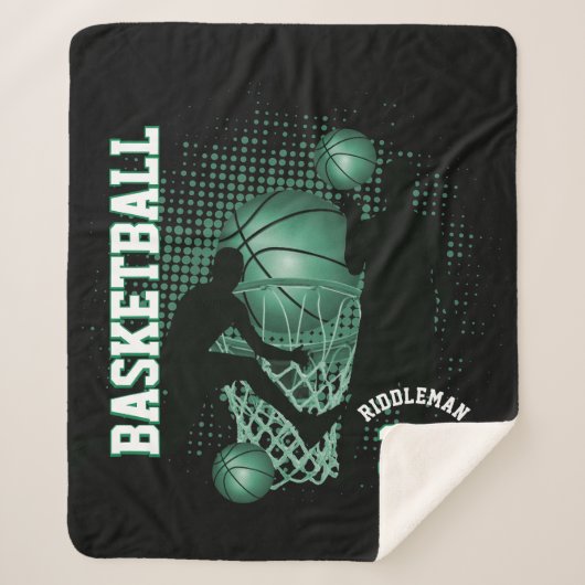 Couverture Sherpa Sport Basketball - Noir et Vert (Devant)