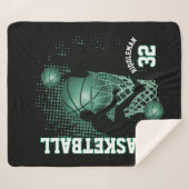 Couverture Sherpa Sport Basketball - Noir et Vert (Devant (Horizontal))