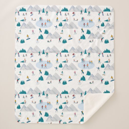 Couverture Sherpa Sports d'hiver Vacances Motif (Devant)
