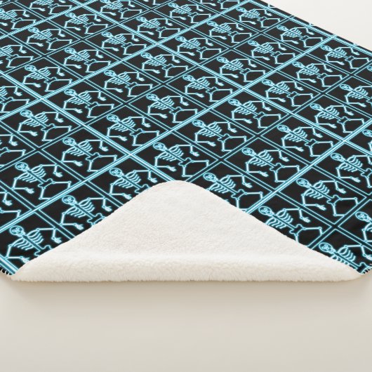 Couverture Sherpa Squelette bleu électrique (3/4)