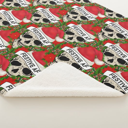 Couverture Sherpa Squelette Cool Festif AF à Santa Hat (3/4)