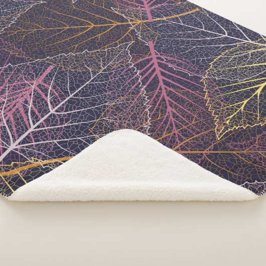 Couverture Sherpa Squelette feuille sans couture motif, arrière - pl (3/4)