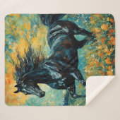 Couverture Sherpa Stallion noir galopant (Devant (Horizontal))