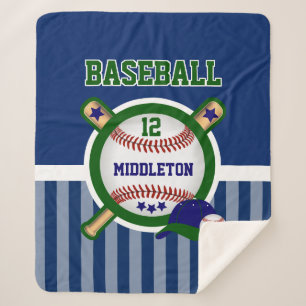 Couverture Sherpa Star du baseball dans le bleu foncé et le vert