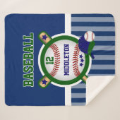 Couverture Sherpa Star du baseball dans le bleu foncé et le vert (Devant (Horizontal))