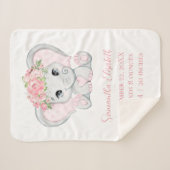 Couverture Sherpa Statistiques de naissance Bébé rose Eléphant Bébé  (Devant (Horizontal))