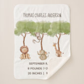 Couverture Sherpa Statistiques de naissance Forêt Jungle Safari Anim (Devant)