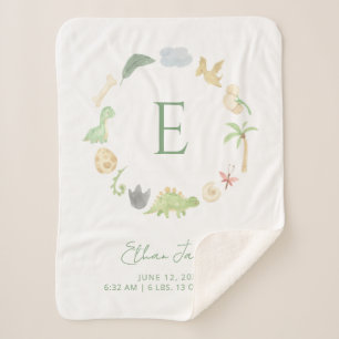 Couverture Sherpa Statistiques de naissance Monogramme Wreath mignon