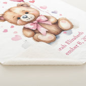 Couverture Sherpa Statistiques de naissance Teddy Ours rose Bow Coeu (3/4)