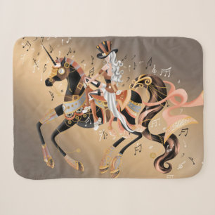 Couverture Sherpa Steampunk Art Lady sur Cheval Mécanique