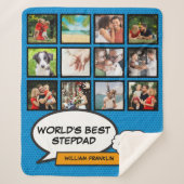 Couverture Sherpa Stepfather Stepdad Photo Collage Fun Blue (Devant)