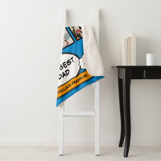 Couverture Sherpa Stepfather Stepdad Photo Collage Fun Blue (En situation)