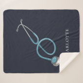 Couverture Sherpa Stethoscope personnalisé Nom Docteur (Devant (Horizontal))