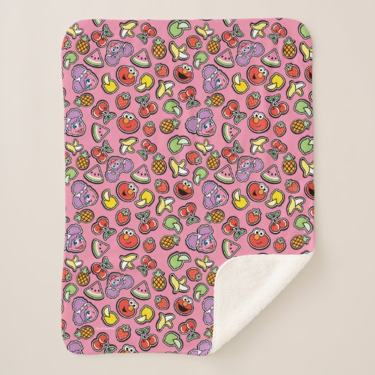 Couverture Sherpa Sticker Fruit Elmo & Abby Cadabby Motif (Devant)