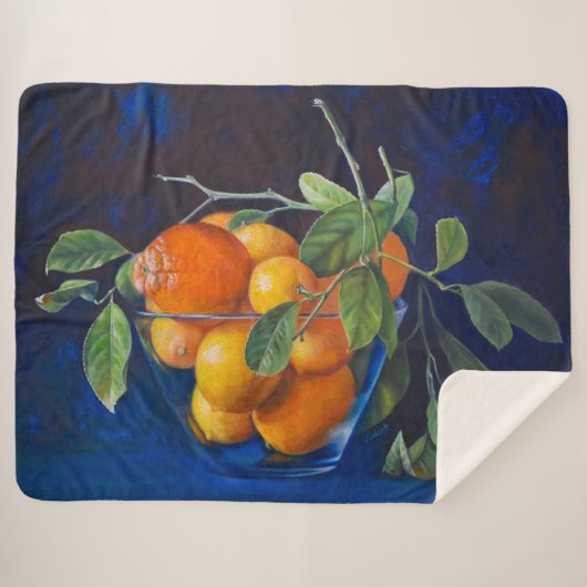 Couverture Sherpa Still Life with Lemons and Orange Branch (Devant (Horizontal))