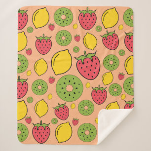 Couverture Sherpa Strawberry, lemon and kiwi fruits wallpaper backgr