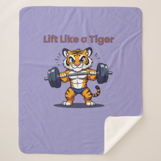 Couverture Sherpa **Strong Tiger – Cute Tiger Lifting Weights Illust (Devant)