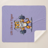 Couverture Sherpa **Strong Tiger – Cute Tiger Lifting Weights Illust (Devant (Horizontal))