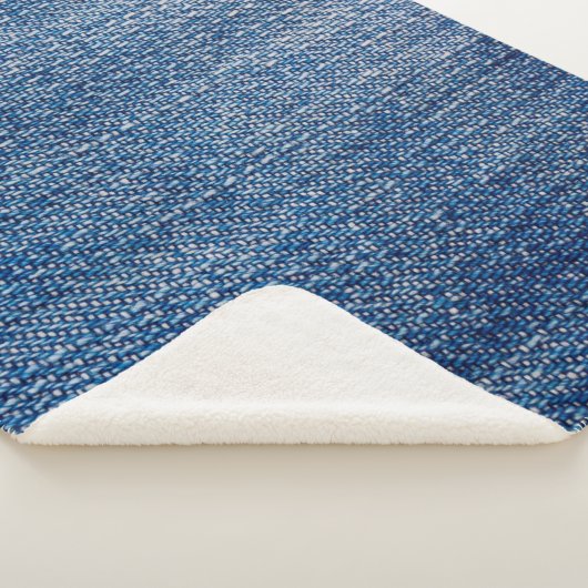 Couverture Sherpa Structure en denim tissu Jeans bleu (3/4)
