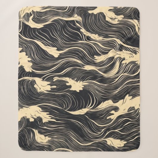 Couverture Sherpa Style côtier Motif vague (Devant)