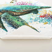 Couverture Sherpa Style d'aquarelle sous-marine de tortue marine (3/4)