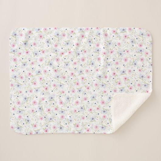 Couverture Sherpa Style de fleurs (Devant (Horizontal))