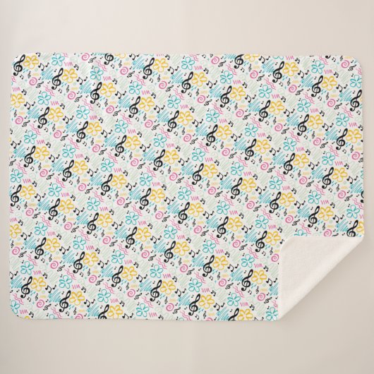 Couverture Sherpa Style des années 90 Clef Treble / Notes musicales (Devant (Horizontal))