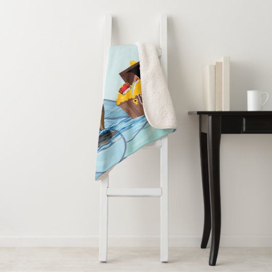 Couverture Sherpa Style dessin Pirate Bateaux rayures (En situation)