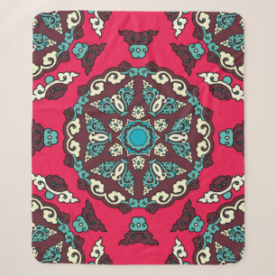 Couverture Sherpa Style ethnique motif sans charme. Décor vintage