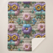 Couverture Sherpa Style Floral Brodé | Doux et Confortable (Devant)