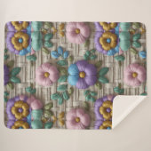 Couverture Sherpa Style Floral Brodé | Doux et Confortable (Devant (Horizontal))