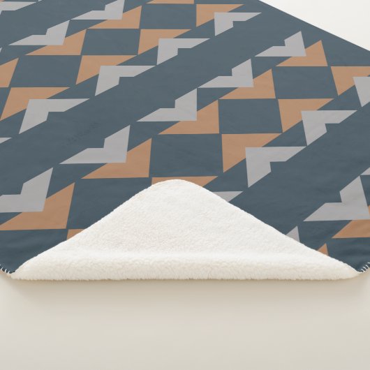 Couverture Sherpa Style géométrique Kilim Marine bleu Motif Brown (3/4)