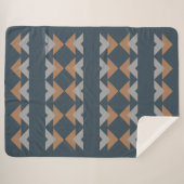 Couverture Sherpa Style géométrique Kilim Marine bleu Motif Brown (Devant (Horizontal))