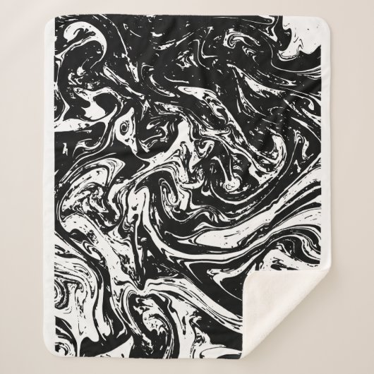 Couverture Sherpa Style noir et Marbre blanc Sherpa Blanket (Devant)