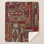 Couverture Sherpa Style Patchwork Impression ethnique brodée (Devant)