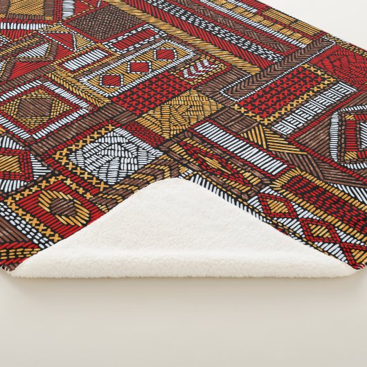 Couverture Sherpa Style Patchwork Impression ethnique brodée (3/4)