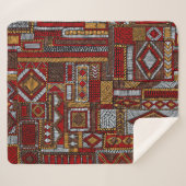 Couverture Sherpa Style Patchwork Impression ethnique brodée (Devant (Horizontal))