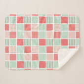 Couverture Sherpa Style Patchwork Motif Carré rouge et bleu (Devant (Horizontal))