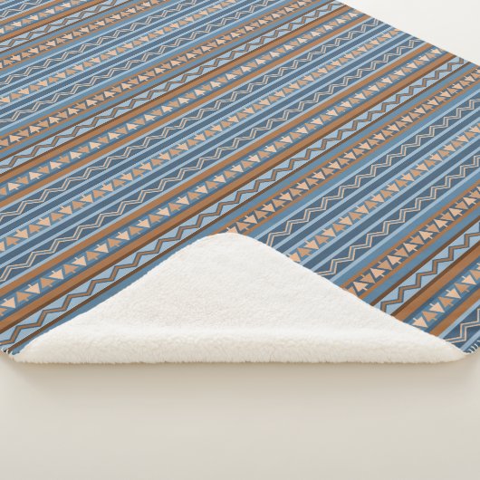 Couverture Sherpa Style sud-ouest Bleu et géométrique Brown Grand (3/4)