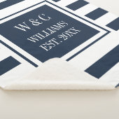 Couverture Sherpa Style tendance Monogram Navy Bleu Bleu Blancs (3/4)
