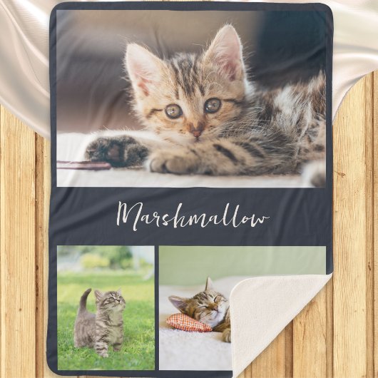 Couverture Sherpa Stylish Pet Cat 3 Photo Collage