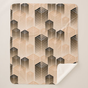 Couverture Sherpa stylized urban landscape seamless pattern in sepia