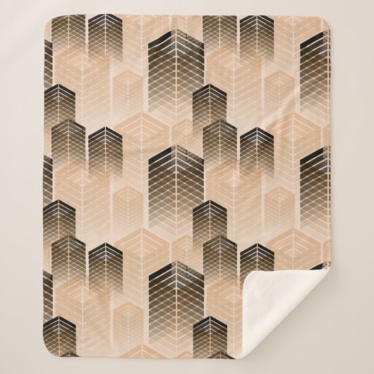 Couverture Sherpa stylized urban landscape seamless pattern in sepia (Devant)