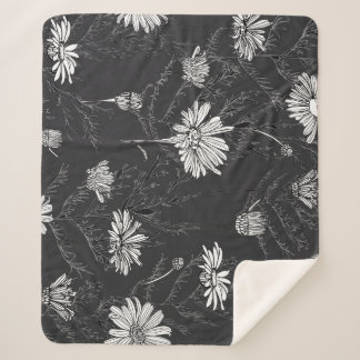 Couverture Sherpa Stylo noir Chamomile : Croquis floral.